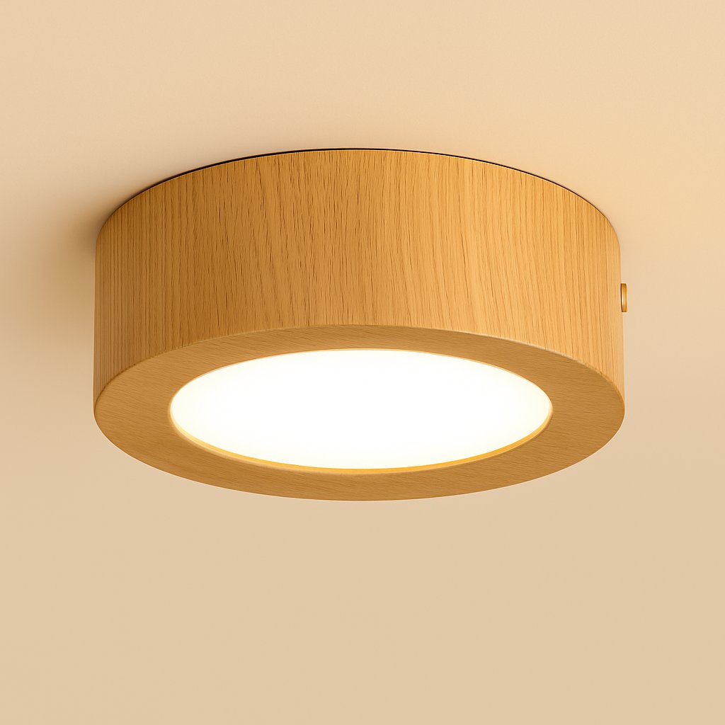 Plafonnier spot LED 5 W en bois noyer ou frêne – Elyon — détail de la finition