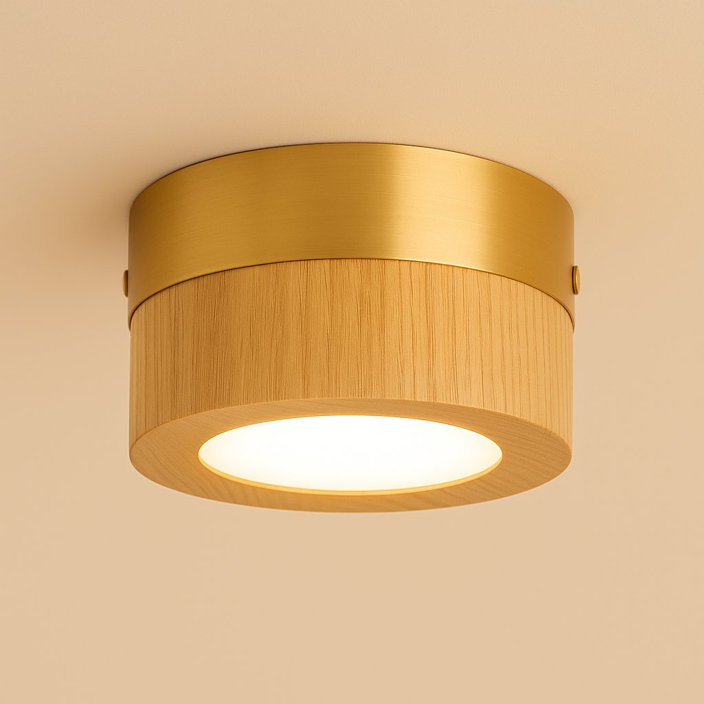 Plafonnier spot LED 5 W en bois noyer ou frêne – Elyon — dimensions et cotes