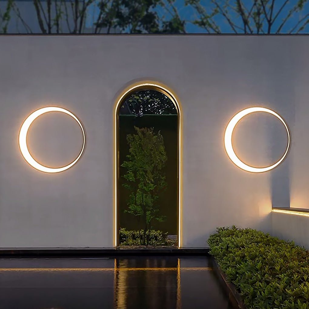 Applique murale extérieure ronde LED IP65 – effet pleine lune inox