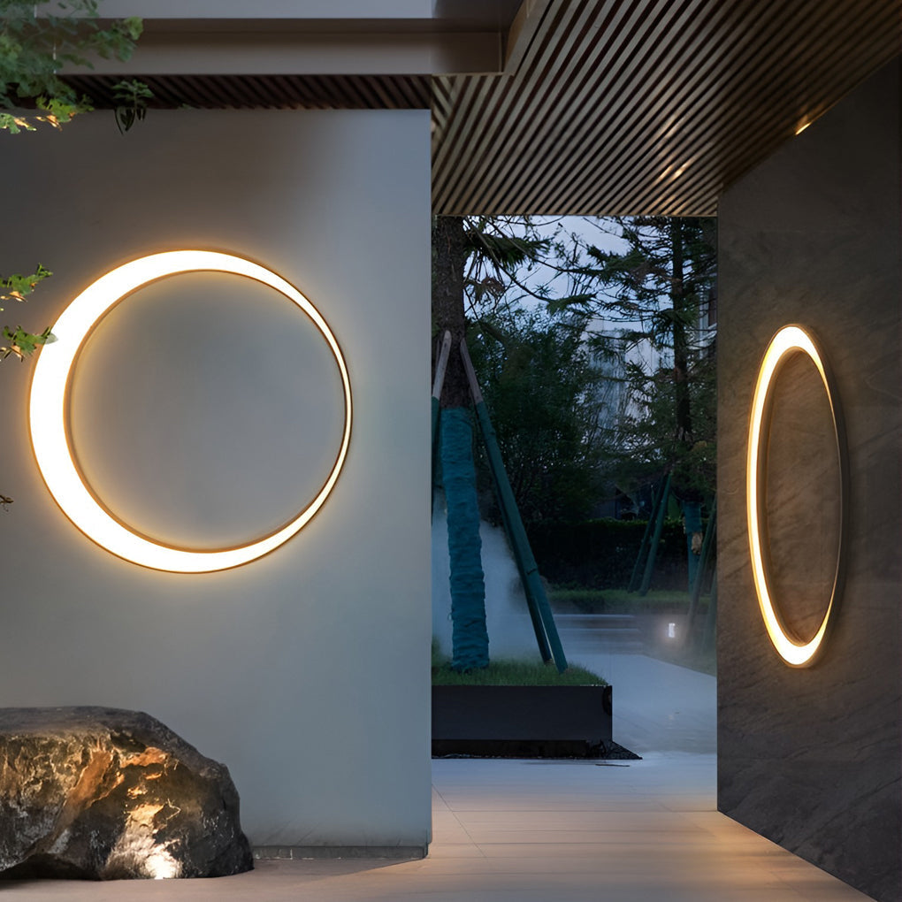 Applique murale extérieure ronde LED IP65 – effet pleine lune inox — détail du système de fixation