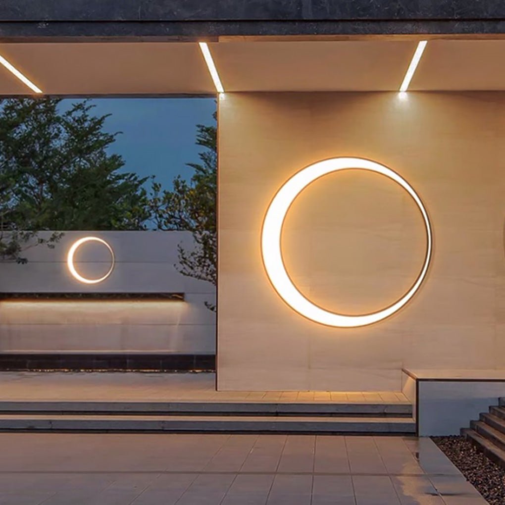 Applique murale extérieure ronde LED IP65 – effet pleine lune inox — détail de la finition