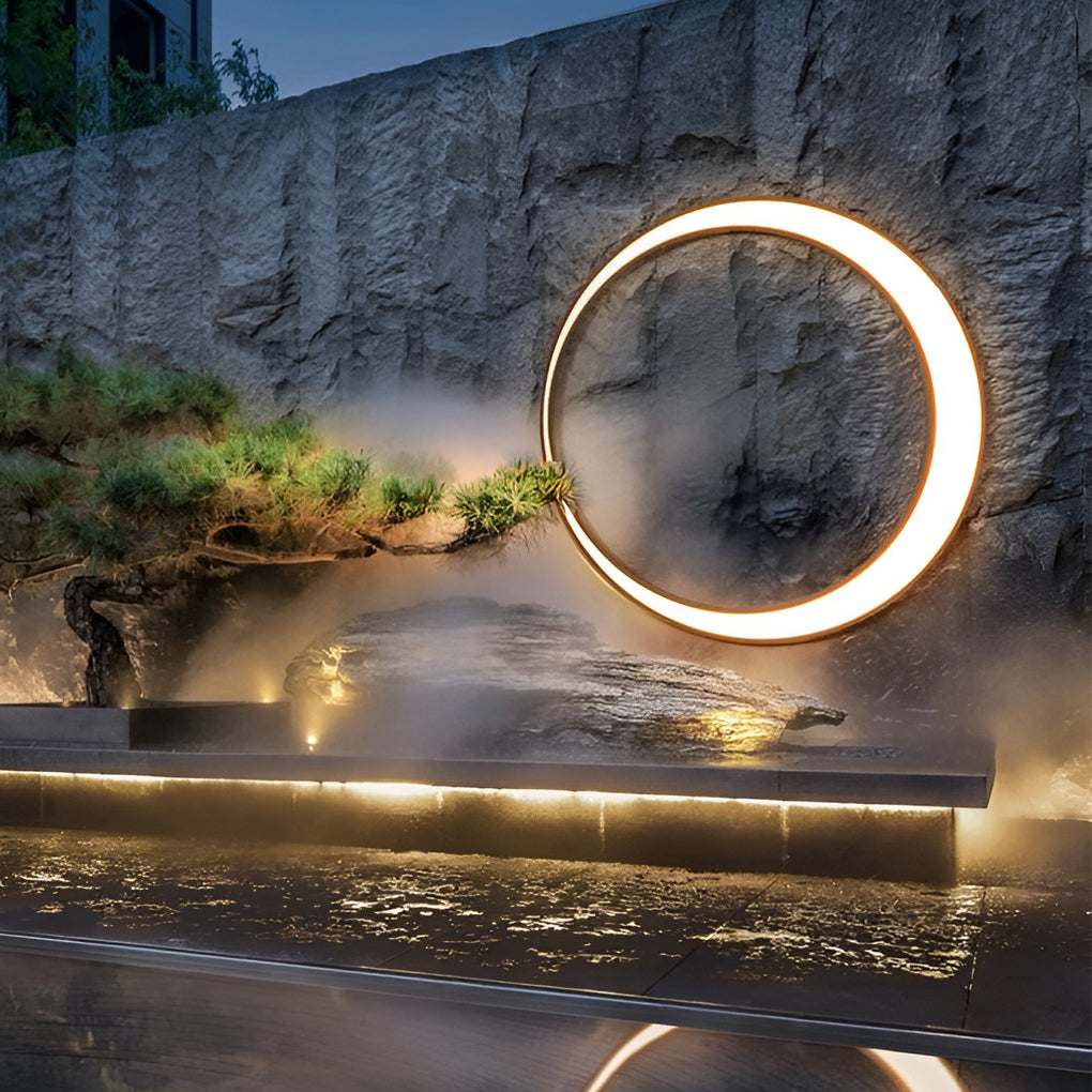 Applique murale extérieure ronde LED IP65 – effet pleine lune inox — dimensions et cotes