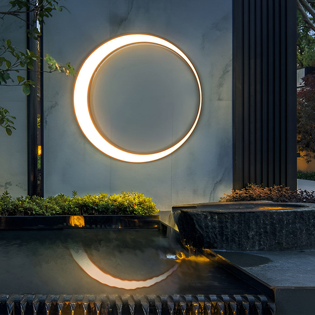Applique murale extérieure ronde LED IP65 – effet pleine lune inox — vue de profil