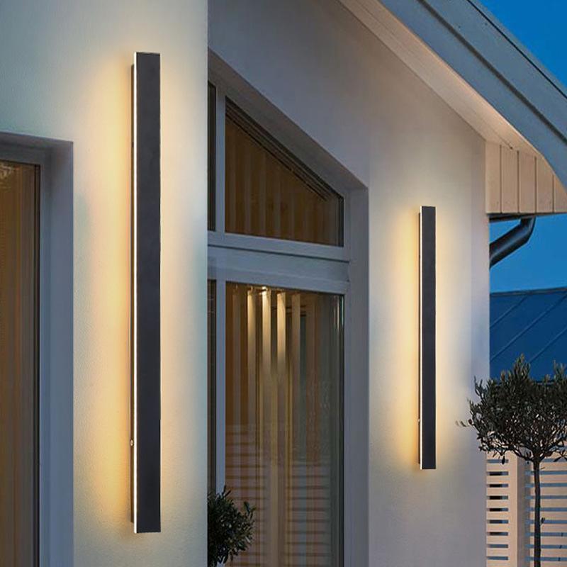 Applique murale extérieure LED linéaire fine aluminium IP65 — détail du système de fixation