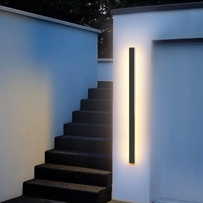 Applique murale extérieure LED linéaire fine aluminium IP65 — dimensions et cotes