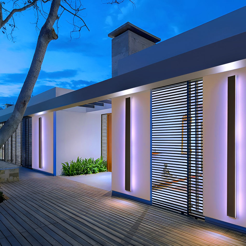 Applique murale extérieure LED linéaire fine aluminium IP65 — dimensions et cotes (2)