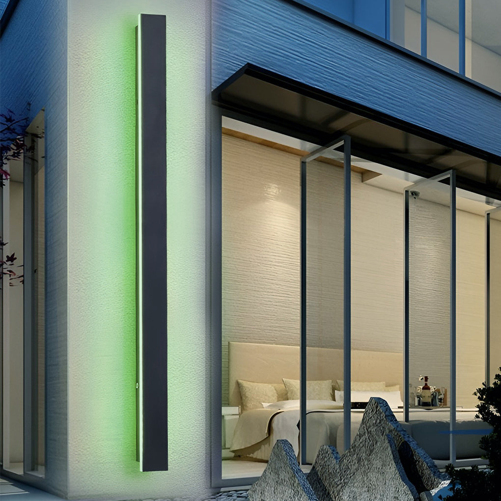 Applique murale extérieure LED linéaire fine aluminium IP65 — vue de face (2)