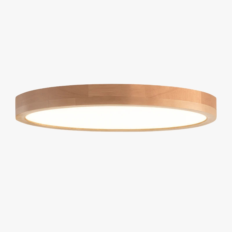 Plafonnier LED rond ultra-plat en bois et acrylique – dimmable