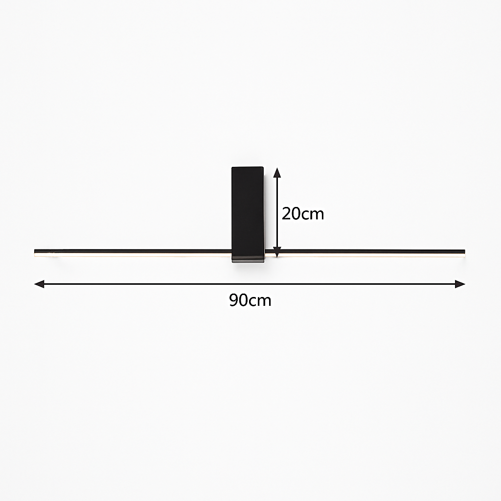 Plafonnier LED barre linéaire en métal noir – Mahil — dimensions et cotes