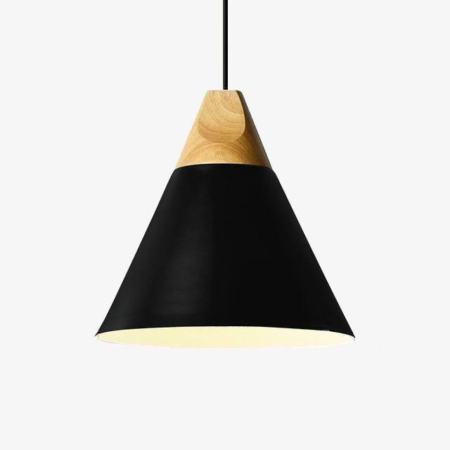 Suspension conique en bois et aluminium – style vintage — vue de face