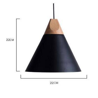 Suspension conique en bois et aluminium – style vintage — vue de profil