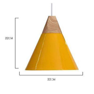 Suspension conique en bois et aluminium – style vintage — dimensions et cotes