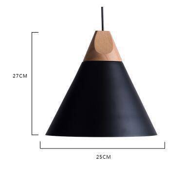 Suspension conique en bois et aluminium – style vintage — détail de la matière