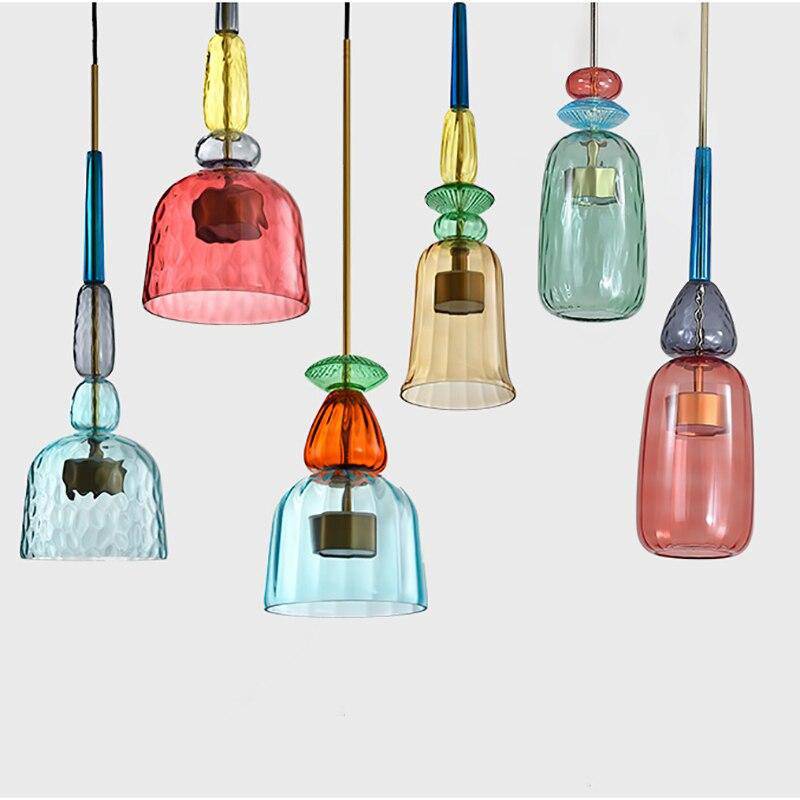 Suspension en verre teinté coloré style nordique – Illumy — vue de profil