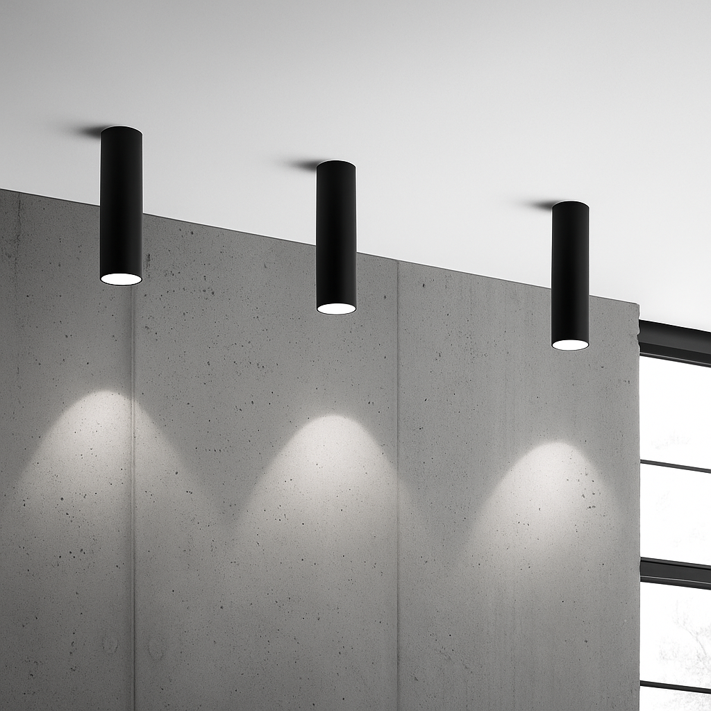 Spot LED tube en saillie IP44 – faisceau 24°, anti-éblouissement — détail de la finition