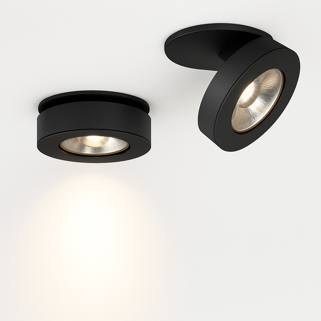 Spot LED encastrable rond orientable en aluminium – Slim dimmable — vue de trois quarts