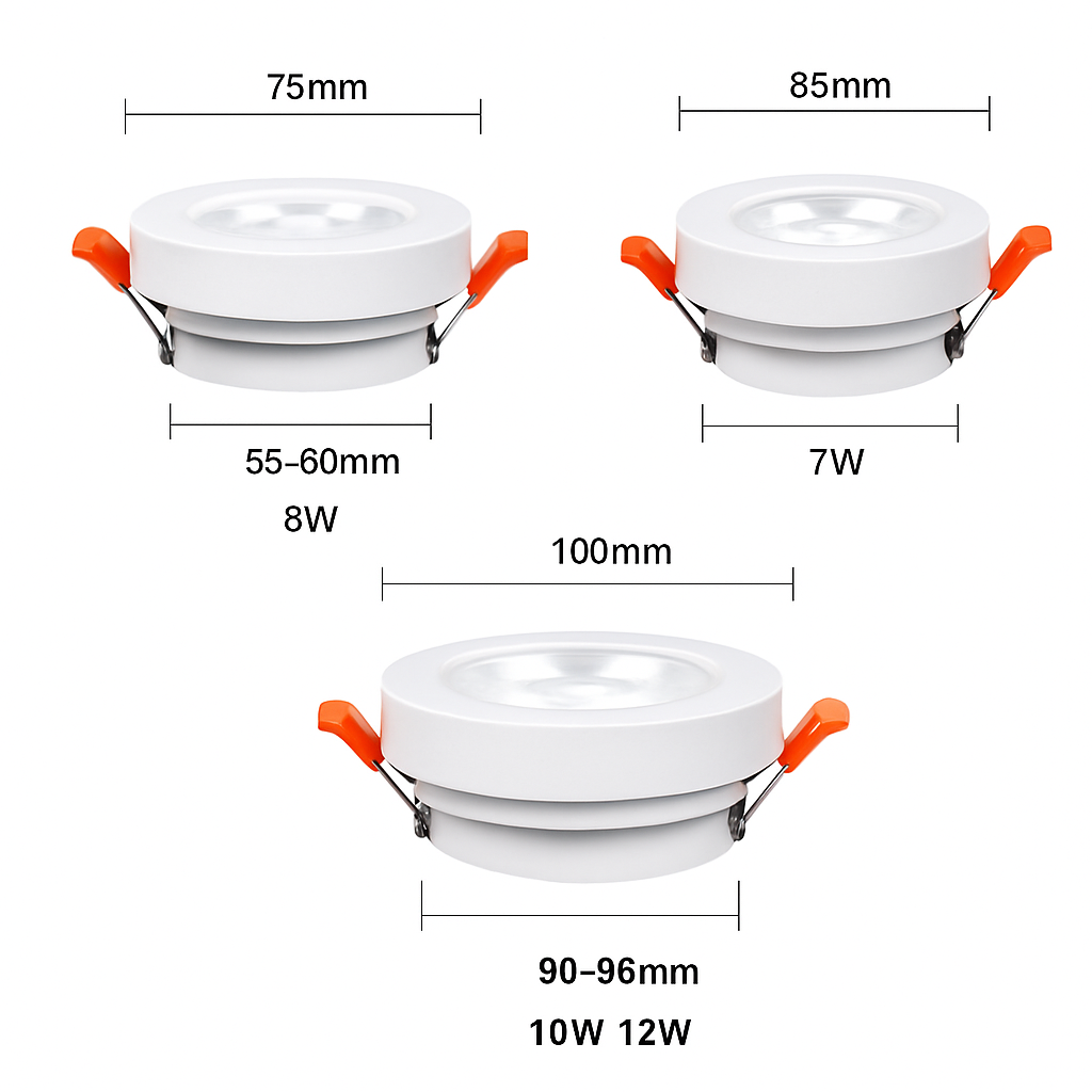 Spot LED encastrable rond orientable en aluminium – Slim dimmable — dimensions et cotes