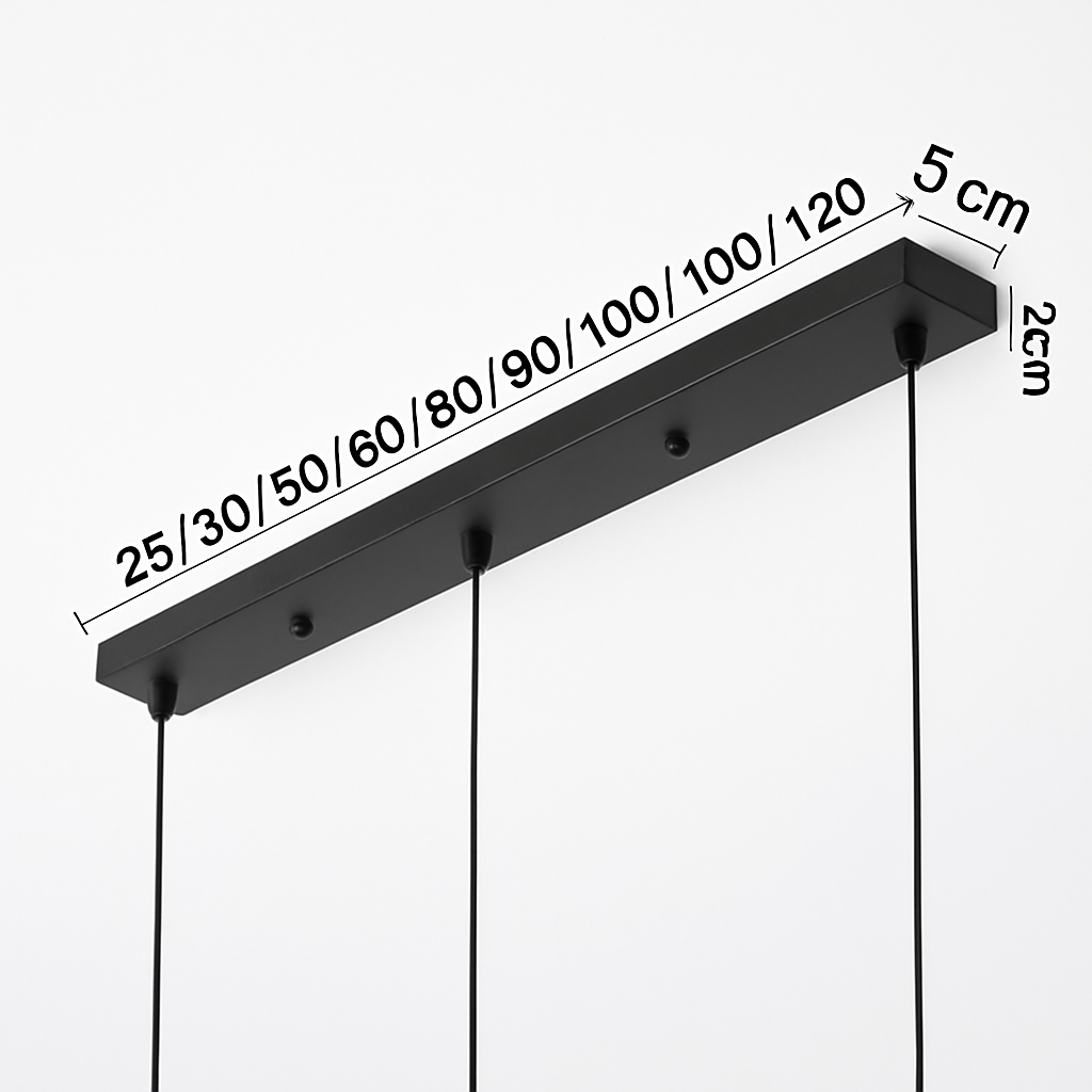 Support de plafond long en métal – 1 à 5 suspensions, noir ou blanc — vue de trois quarts