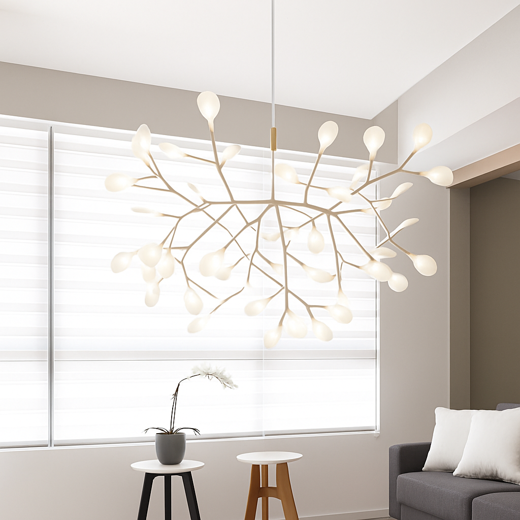 Suspension LED ramifiée en fer style arbre – cuivré ou noir