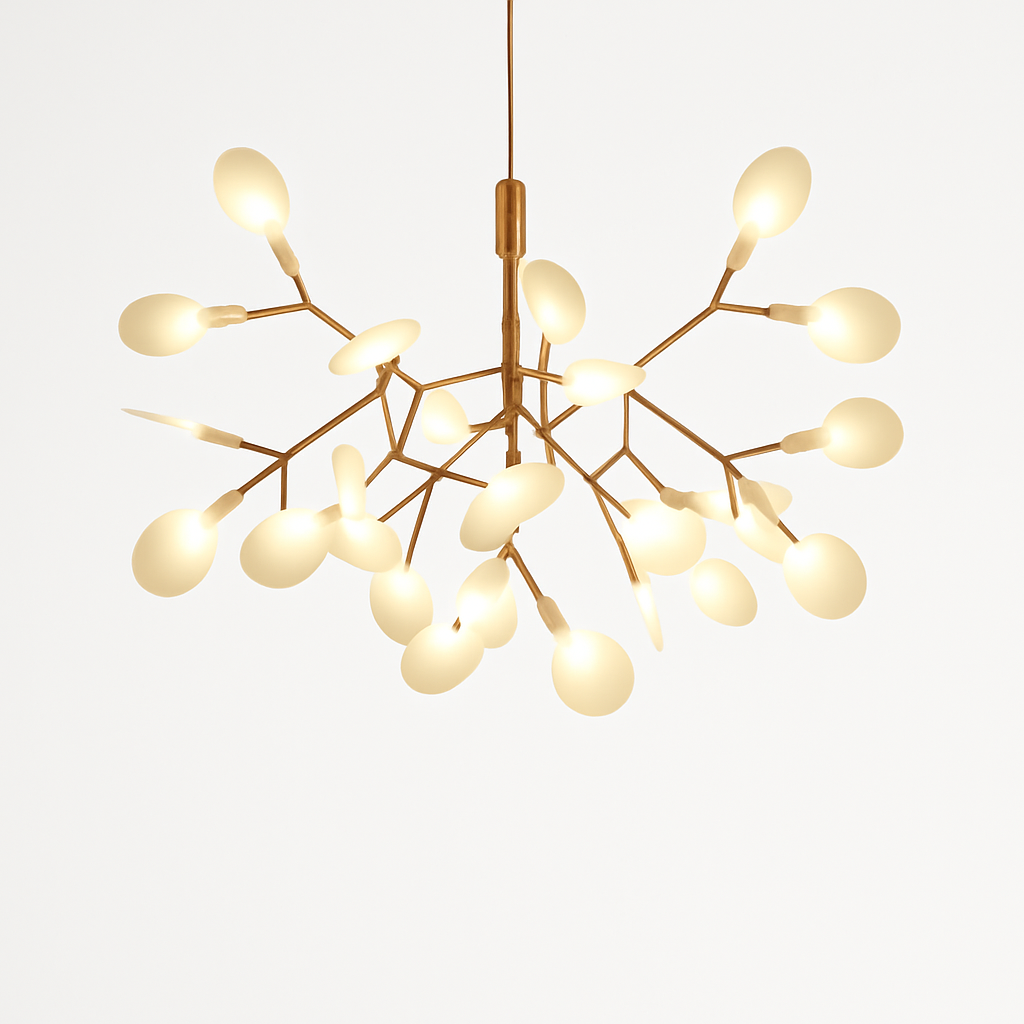 Suspension LED ramifiée en fer style arbre – cuivré ou noir — vue de dessous