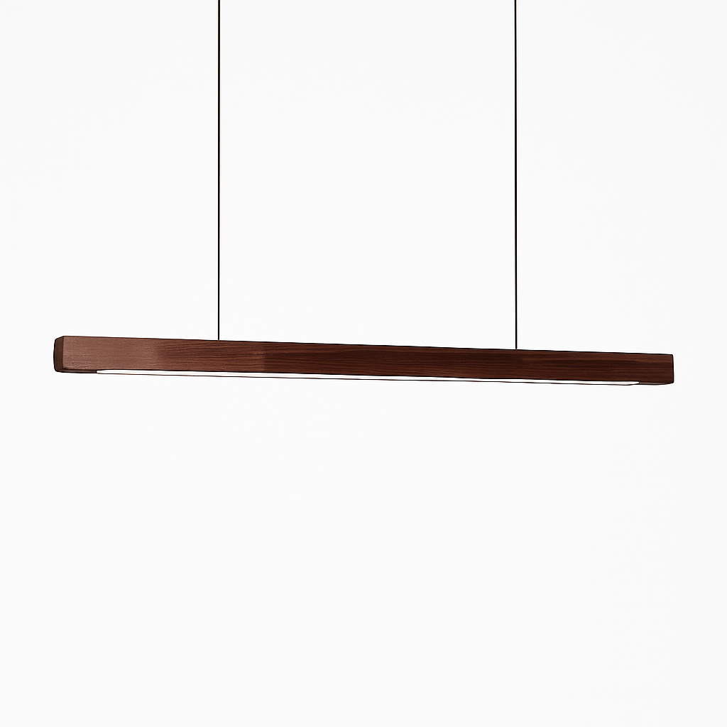 Suspension LED en bois allongée style scandinave – Hang — allumé en situation