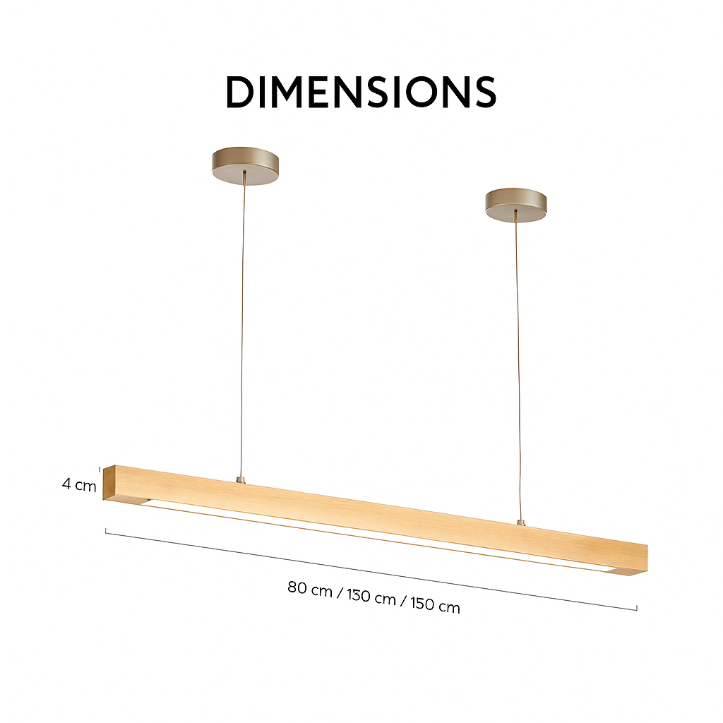 Suspension LED en bois allongée style scandinave – Hang — vue de dessous