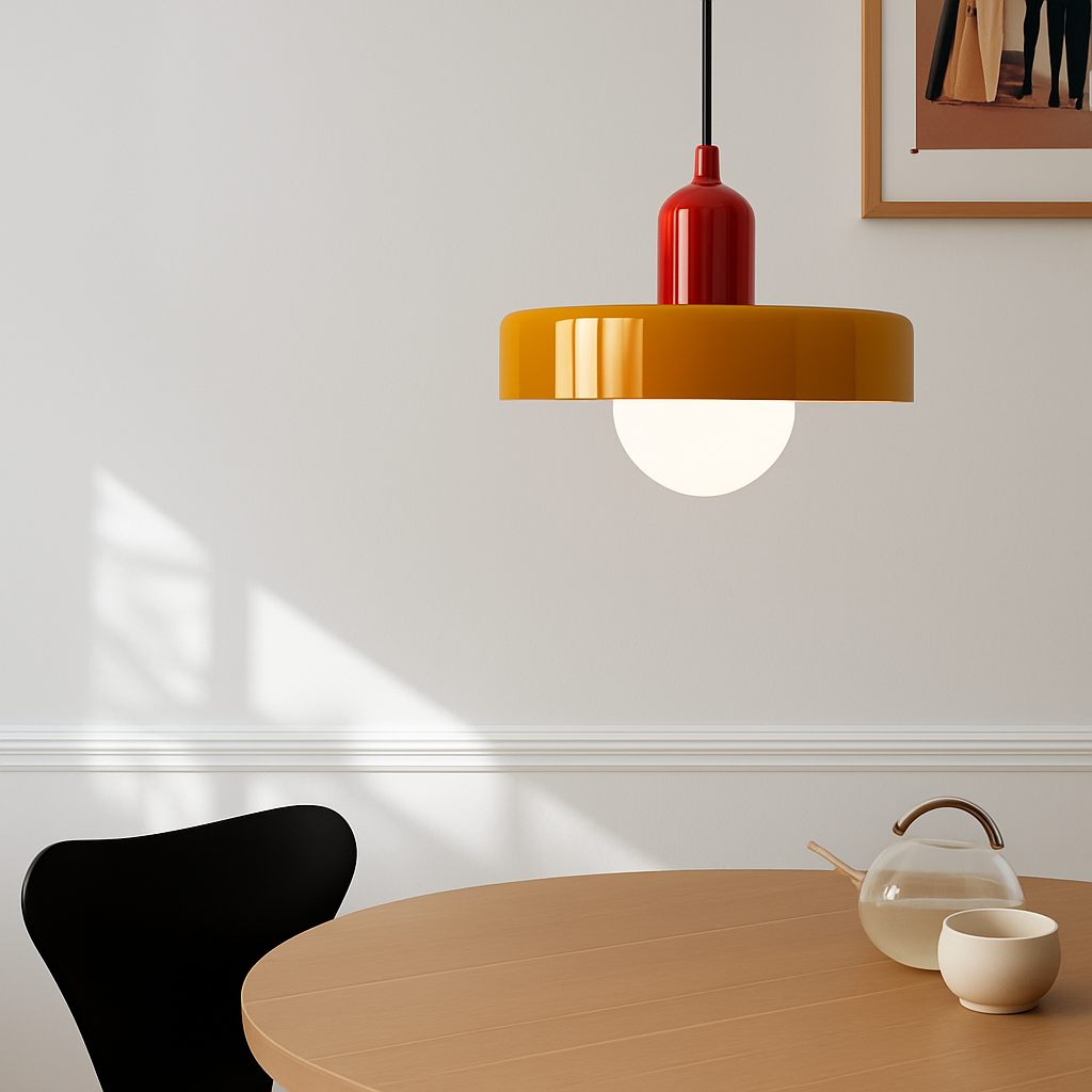Suspension en verre soufflé teinté pastel – style nordique — vue de profil