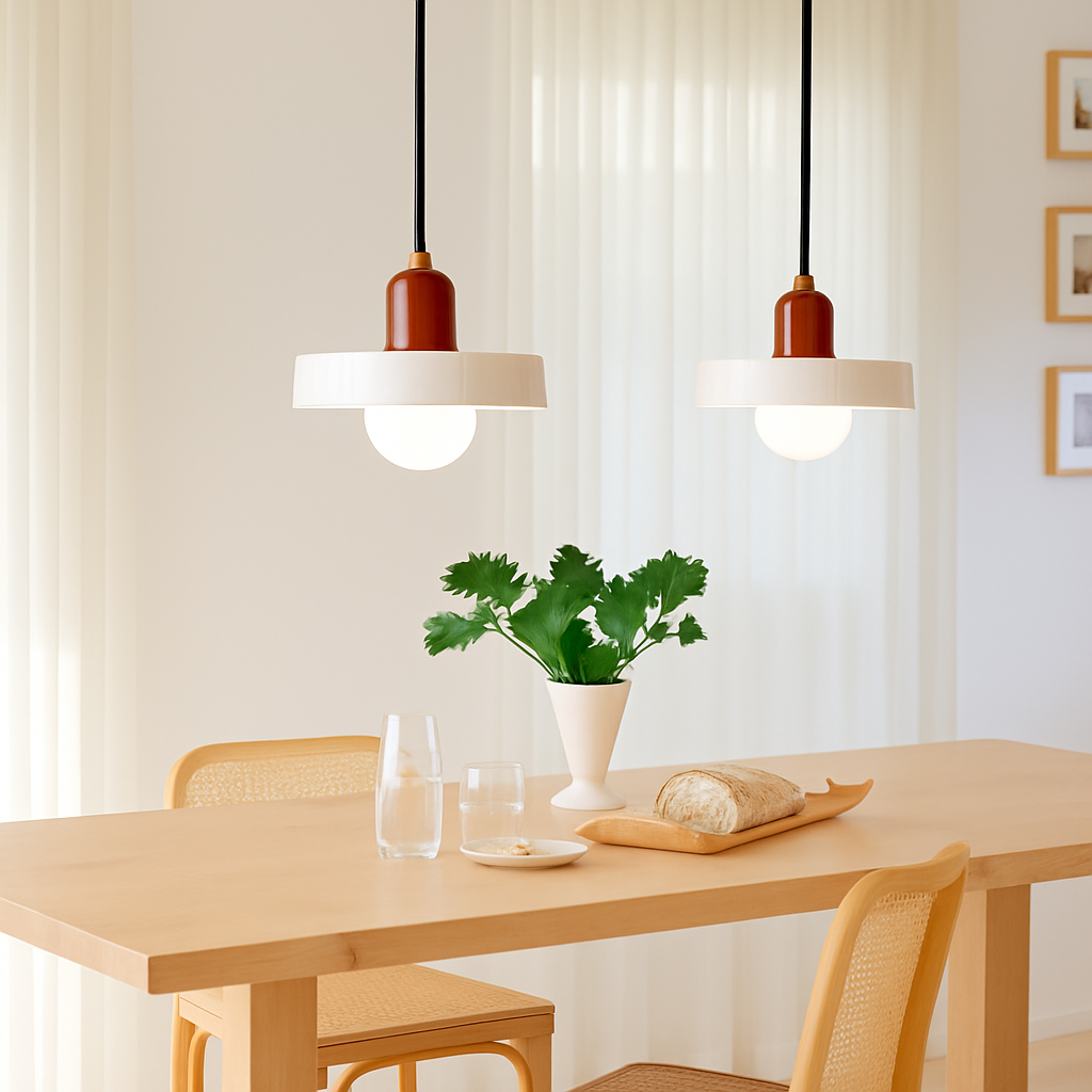 Suspension en verre soufflé teinté pastel – style nordique — vue de trois quarts