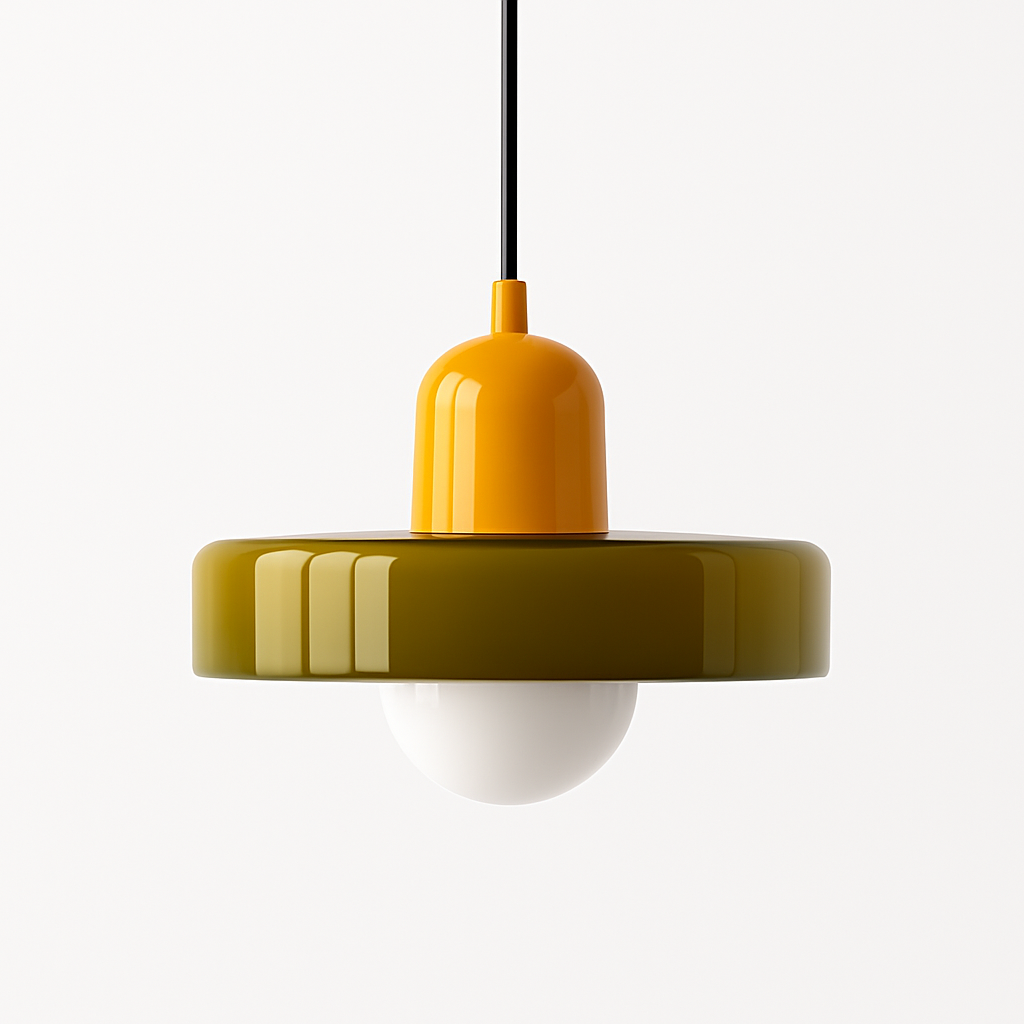 Suspension en verre soufflé teinté pastel – style nordique — mise en situation dans la pièce