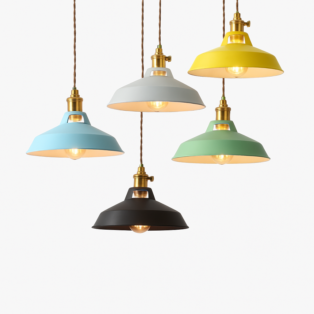 Suspension en fer laqué coloré style industriel – Loft