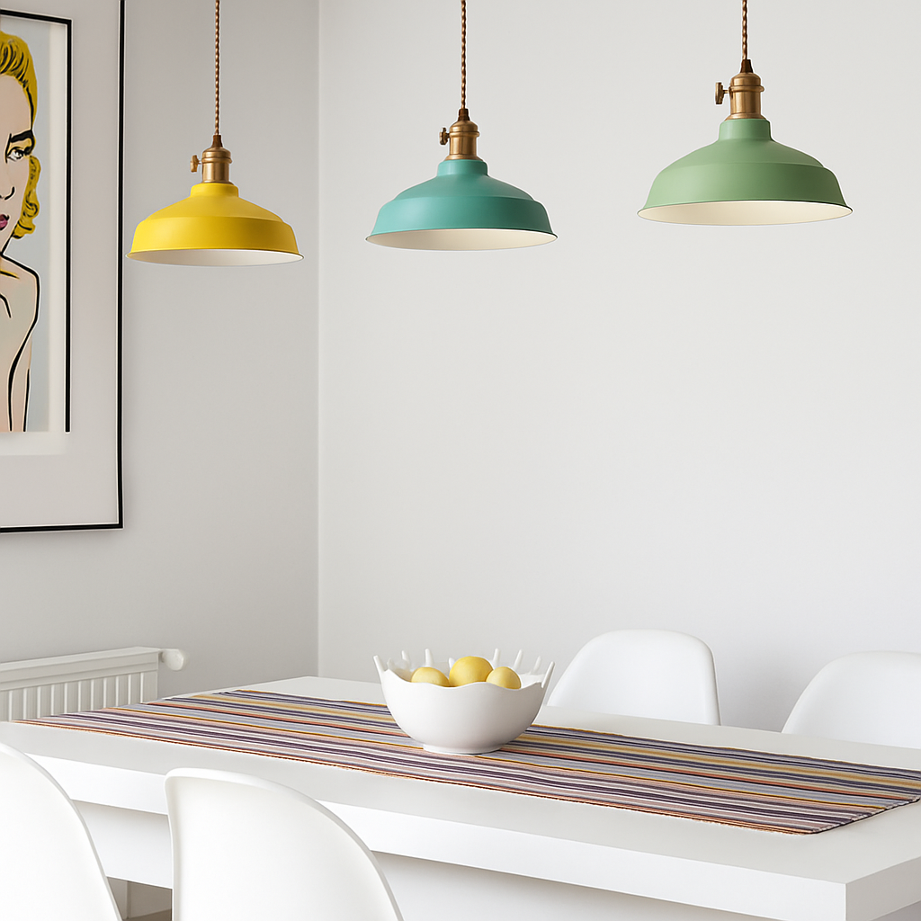Suspension en fer laqué coloré style industriel – Loft — détail de la finition