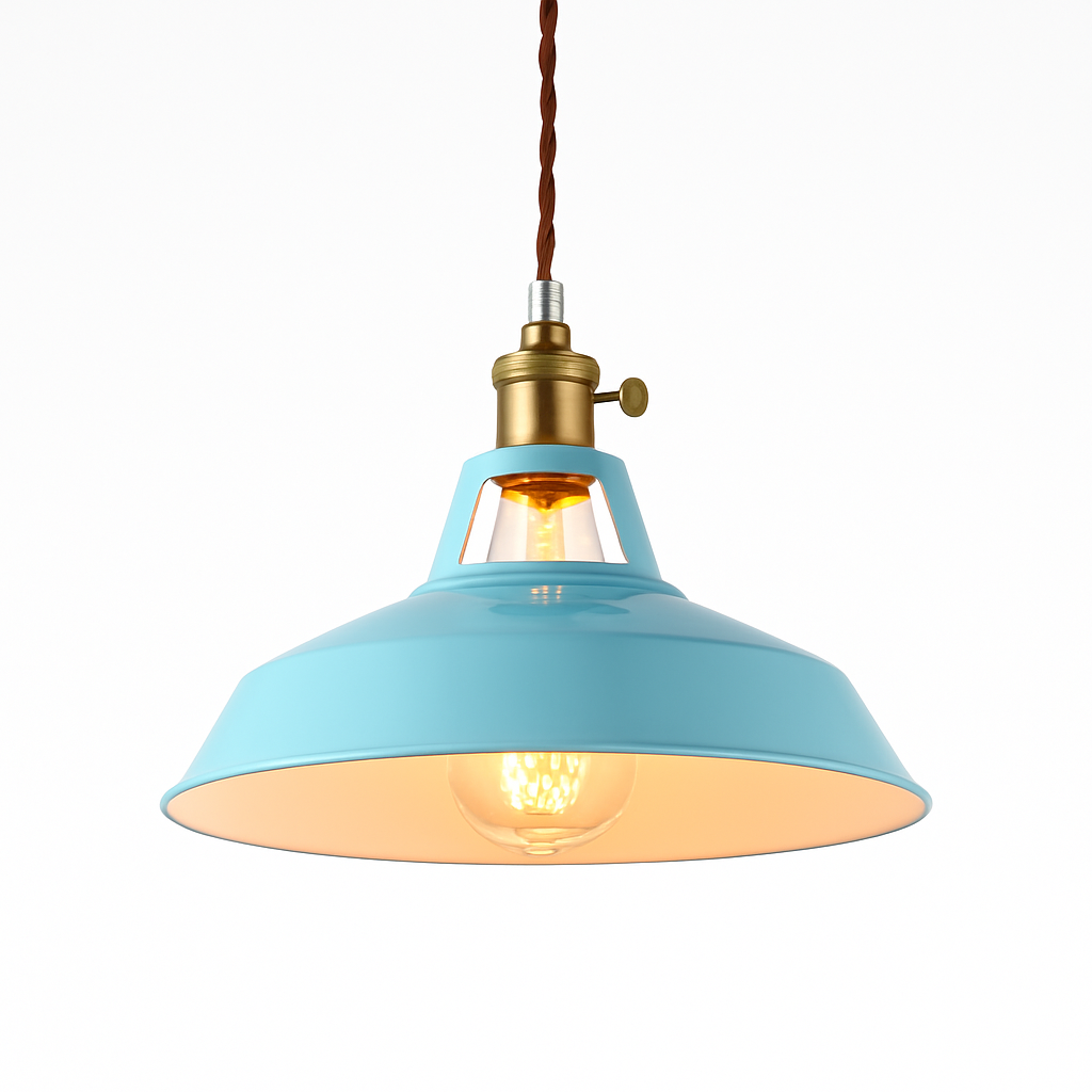 Suspension en fer laqué coloré style industriel – Loft — détail du système de fixation