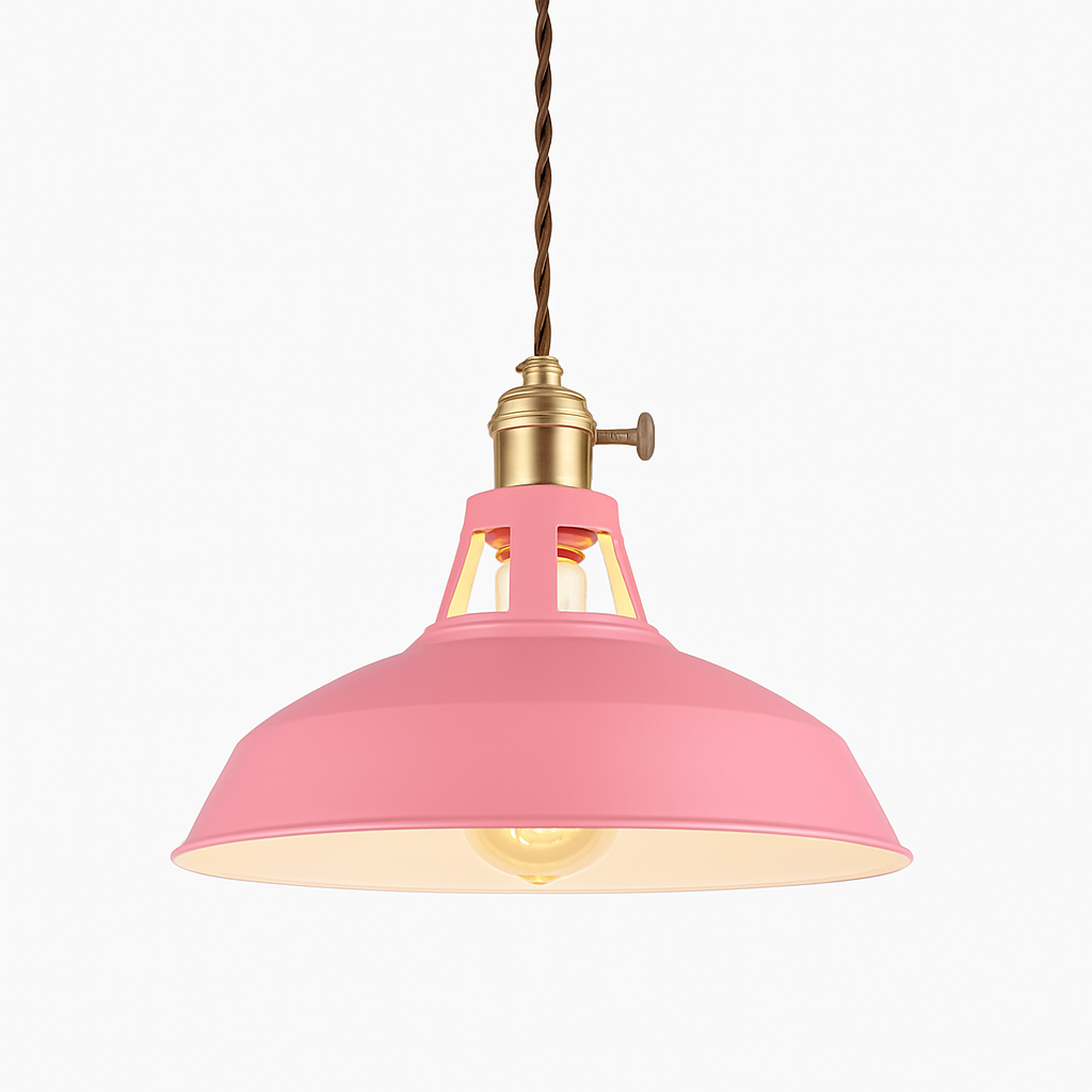 Suspension en fer laqué coloré style industriel – Loft — mise en situation dans la pièce