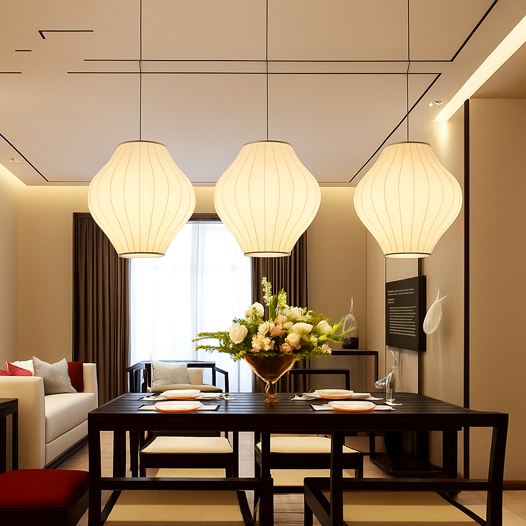 Suspension en tissu style japonais 31 à 40 W – Silk — vue de trois quarts