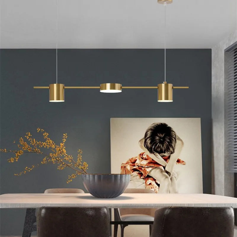 Suspension linéaire LED 3 à 6 spots métal doré ou noir – Aurion — dimensions et cotes